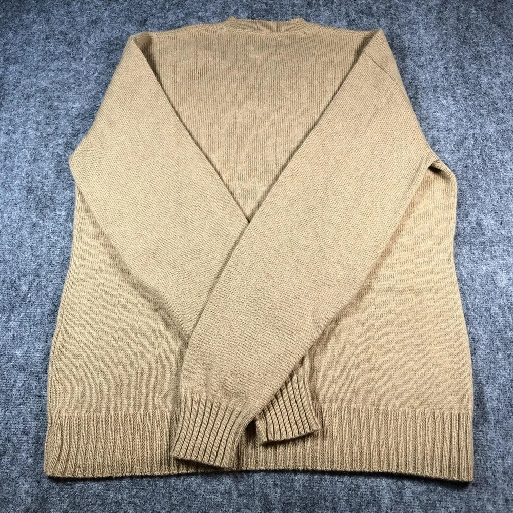Tuxan Sweater Mens XLL‎ Tan V-Neck Shetland Wool Blend Knit Pullover Ribbed Vtg
